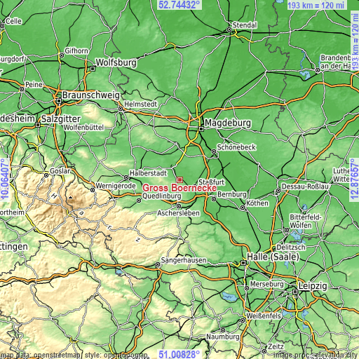 Topographic map of Groß Börnecke