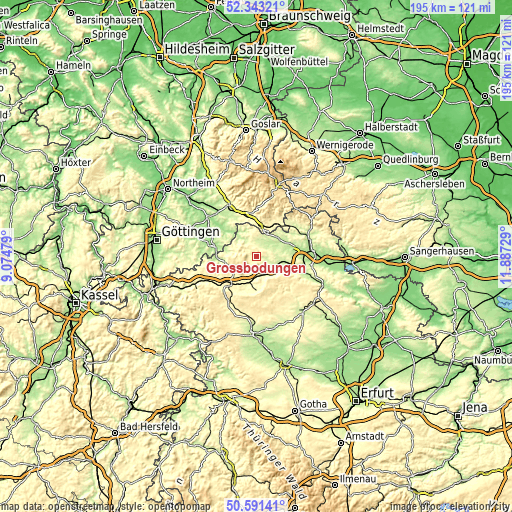 Topographic map of Großbodungen