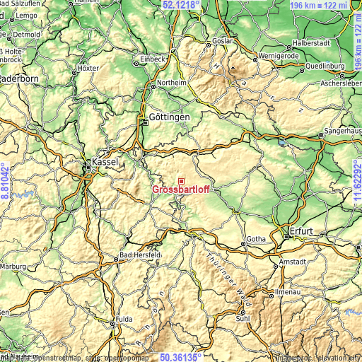 Topographic map of Großbartloff