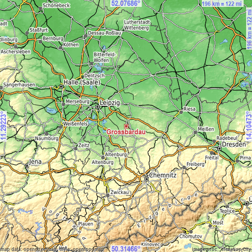 Topographic map of Großbardau