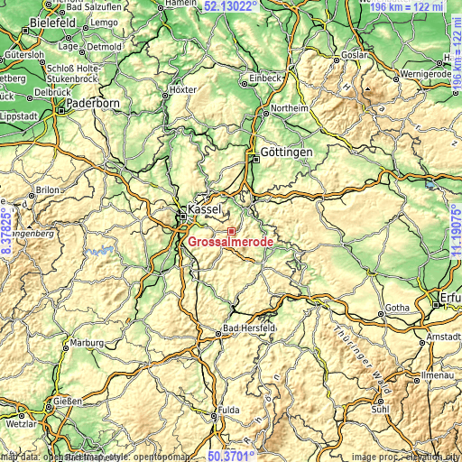 Topographic map of Großalmerode