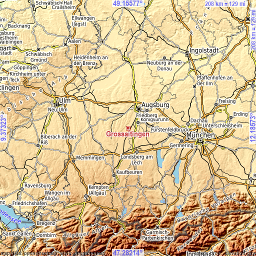 Topographic map of Großaitingen
