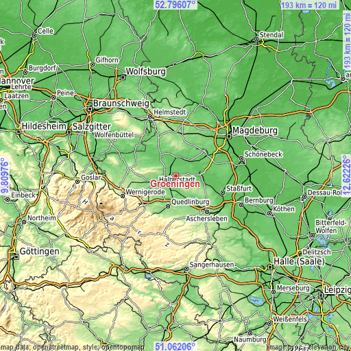 Topographic map of Gröningen