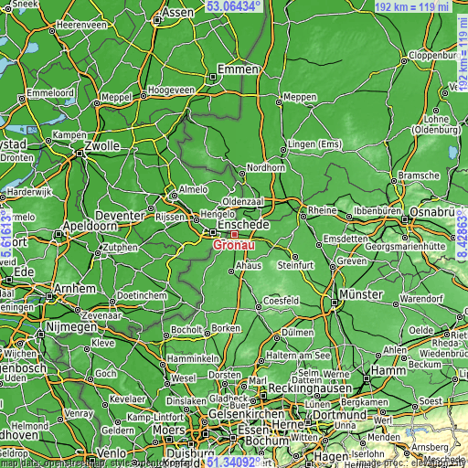 Topographic map of Gronau