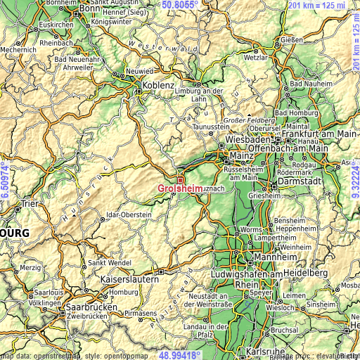 Topographic map of Grolsheim