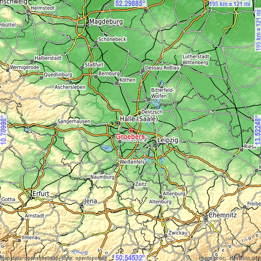 Topographic map of Gröbers