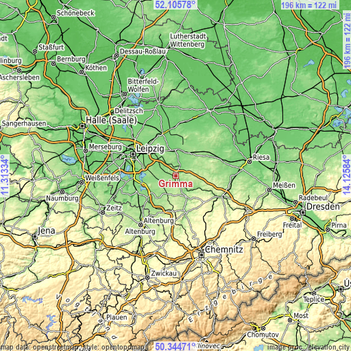 Topographic map of Grimma