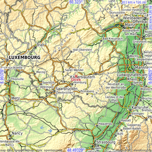 Topographic map of Gries