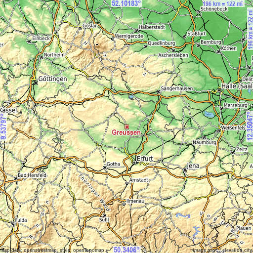 Topographic map of Greußen