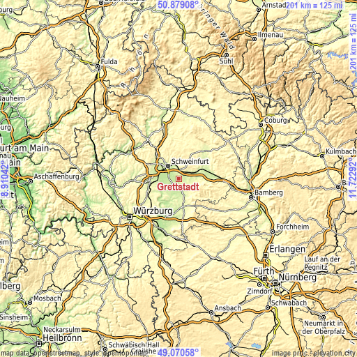 Topographic map of Grettstadt