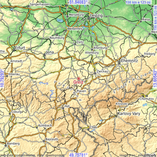 Topographic map of Greiz