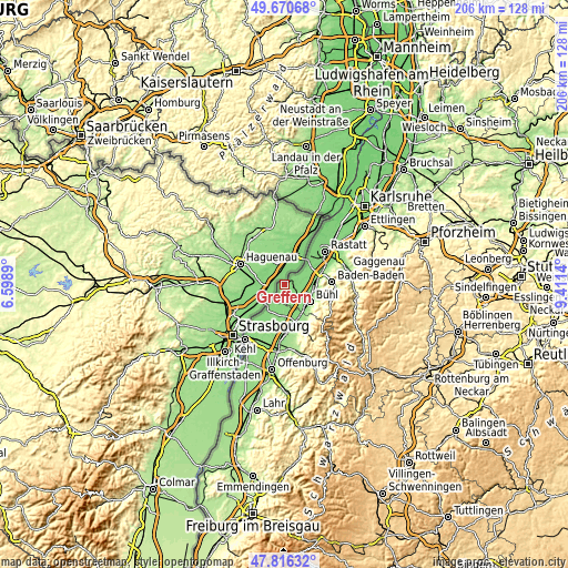 Topographic map of Greffern