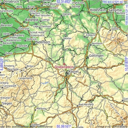 Topographic map of Grebenstein