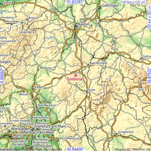 Topographic map of Grebenau