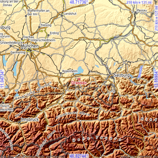 Topographic map of Grassau