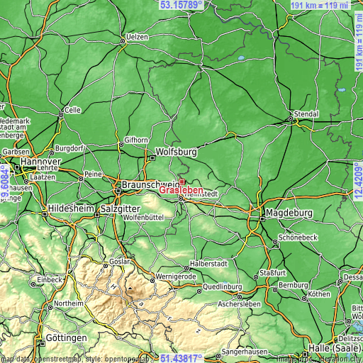 Topographic map of Grasleben