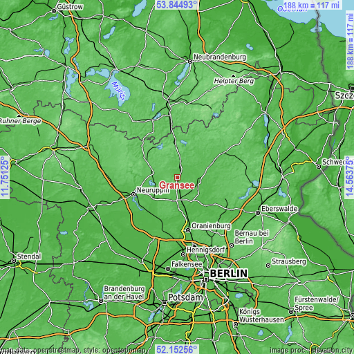 Topographic map of Gransee