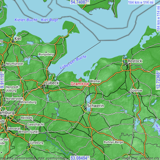 Topographic map of Gramkow