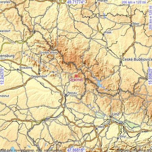 Topographic map of Grainet