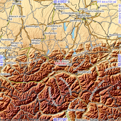 Topographic map of Grainau