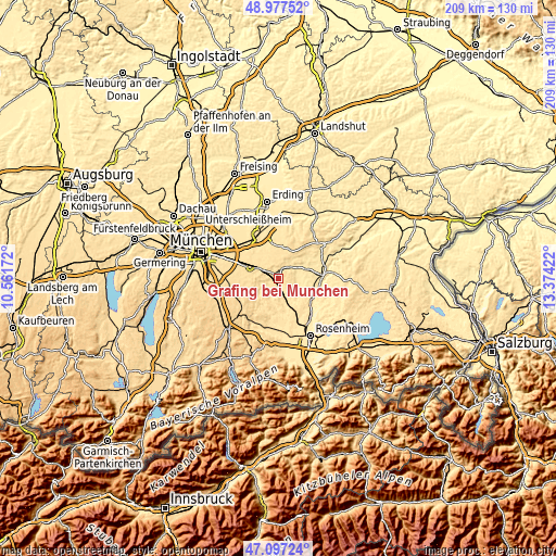 Topographic map of Grafing bei München