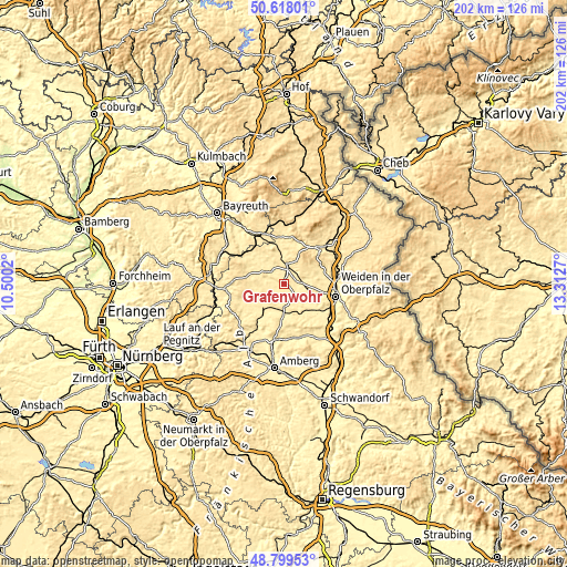 Topographic map of Grafenwöhr