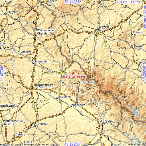 Topographic map of Grafenwiesen