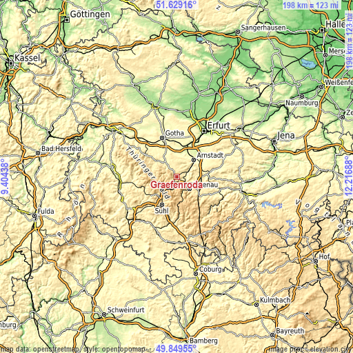 Topographic map of Gräfenroda