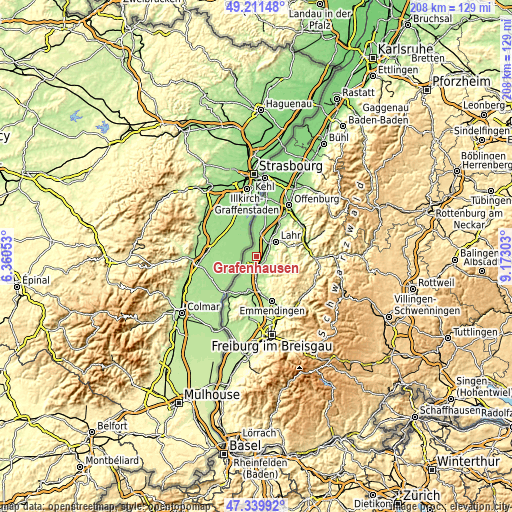 Topographic map of Grafenhausen