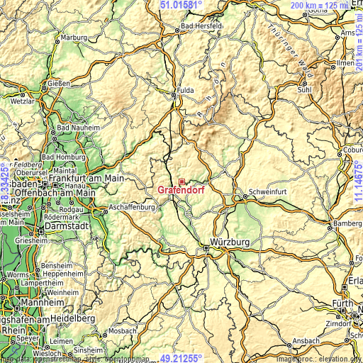 Topographic map of Gräfendorf