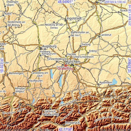 Topographic map of Gräfelfing