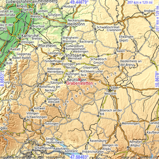 Topographic map of Grabenstetten