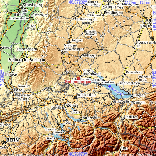 Topographic map of Gottmadingen