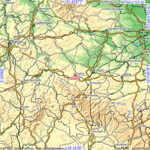 Topographic map of Gotha