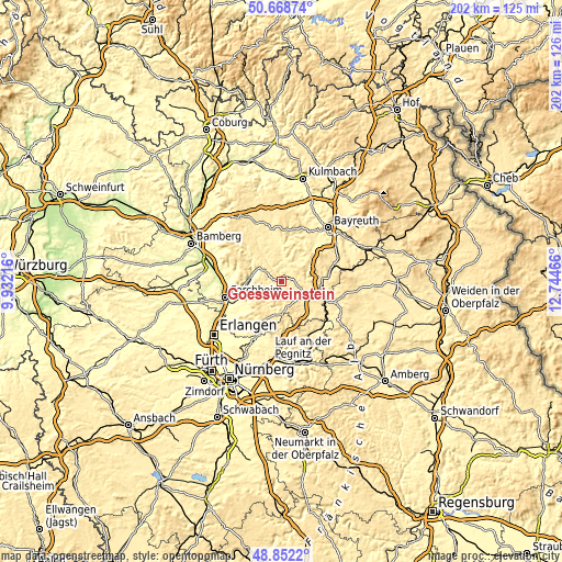 Topographic map of Gößweinstein