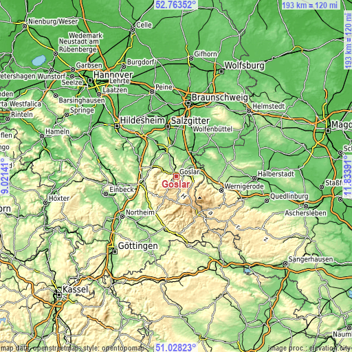 Topographic map of Goslar
