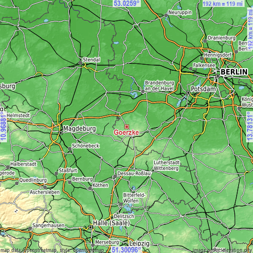 Topographic map of Görzke