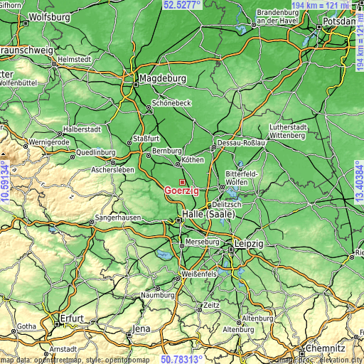 Topographic map of Görzig