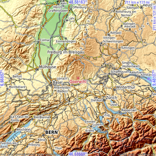 Topographic map of Görwihl