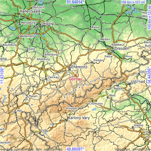 Topographic map of Gornau