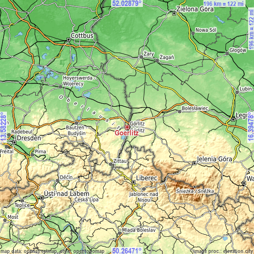 Topographic map of Görlitz