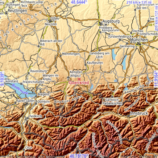 Topographic map of Görisried