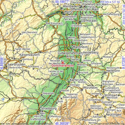 Topographic map of Gommersheim