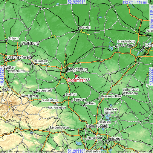 Topographic map of Gommern