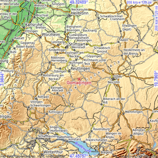 Topographic map of Gomadingen
