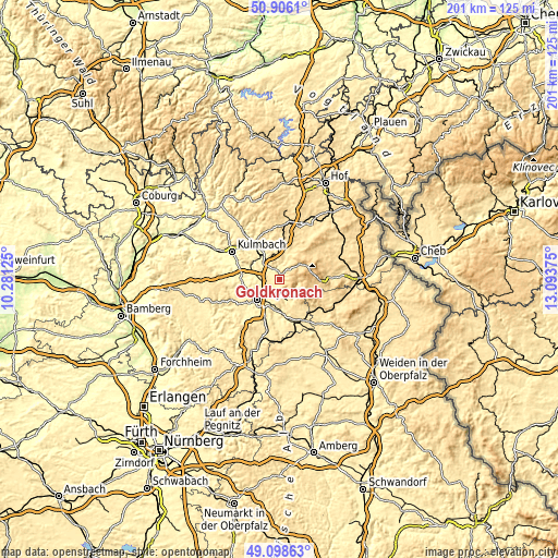 Topographic map of Goldkronach