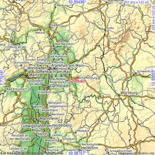 Topographic map of Goldbach