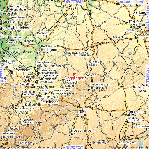 Topographic map of Göggingen