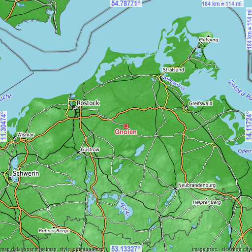 Topographic map of Gnoien