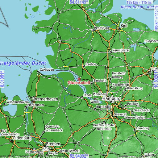 Topographic map of Glückstadt